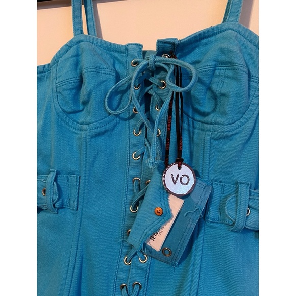 Vintage Deadstock 2000s Virgin Only USA Blue Denim Bustier - Picture 3 of 3